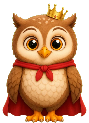 Otto, the Trophy Arena mascot, wearing his crown